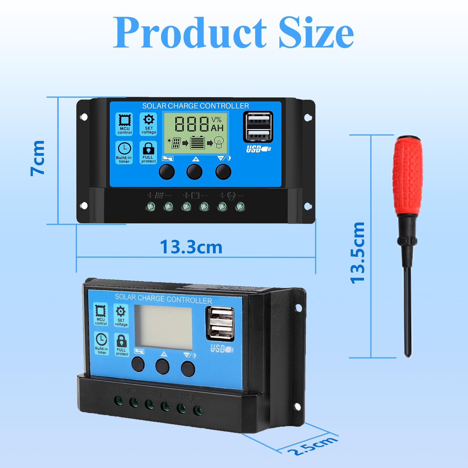 30A Regulateur Panneau Solaire Régulateur Solaire Contrôleur de Charge Solaire 12V/24V Régulateur Panneau Solaire de Batterie Intelligent PWM avec LCD Affichage