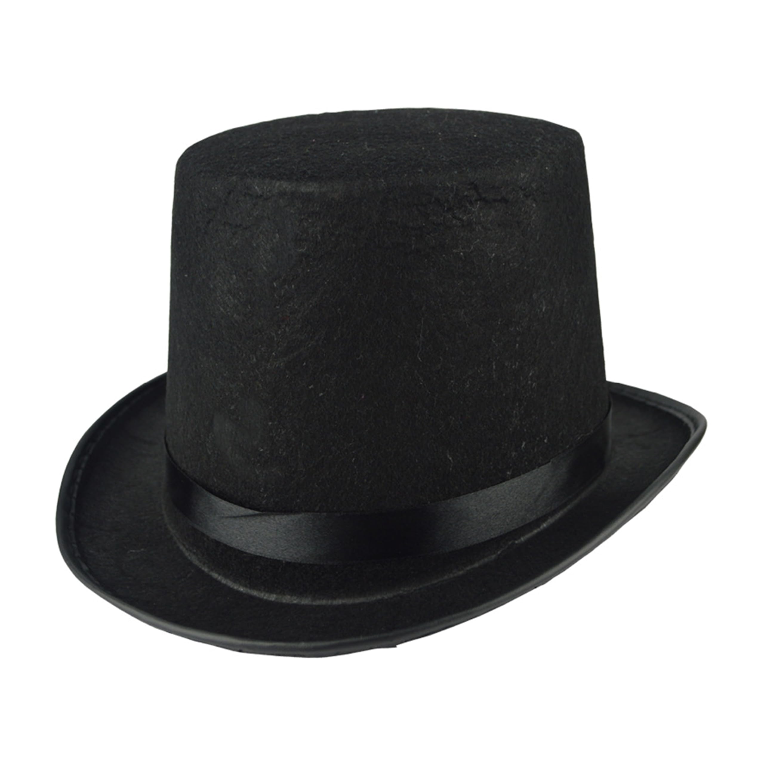 CATMEYE Adult Black Felt Top Hat, Victorian Steampunk Costume Hat in Polyester Felt for Men & Women, Fancy Dress Hat for Halloween & Cosplay (Black)