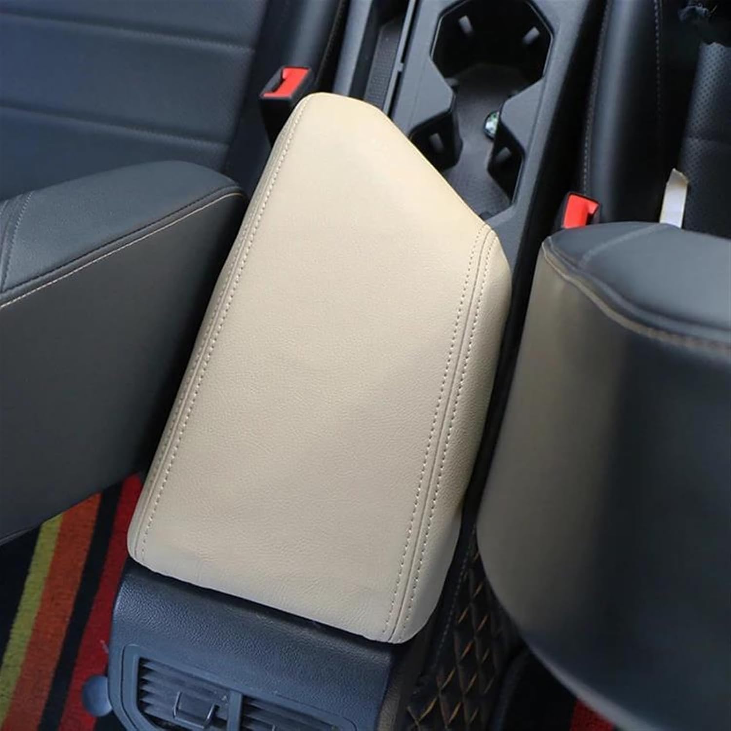 Armrest Box Protection Cover Compatible with City 2008-2014 Center Console Lid Accessories(Beige)