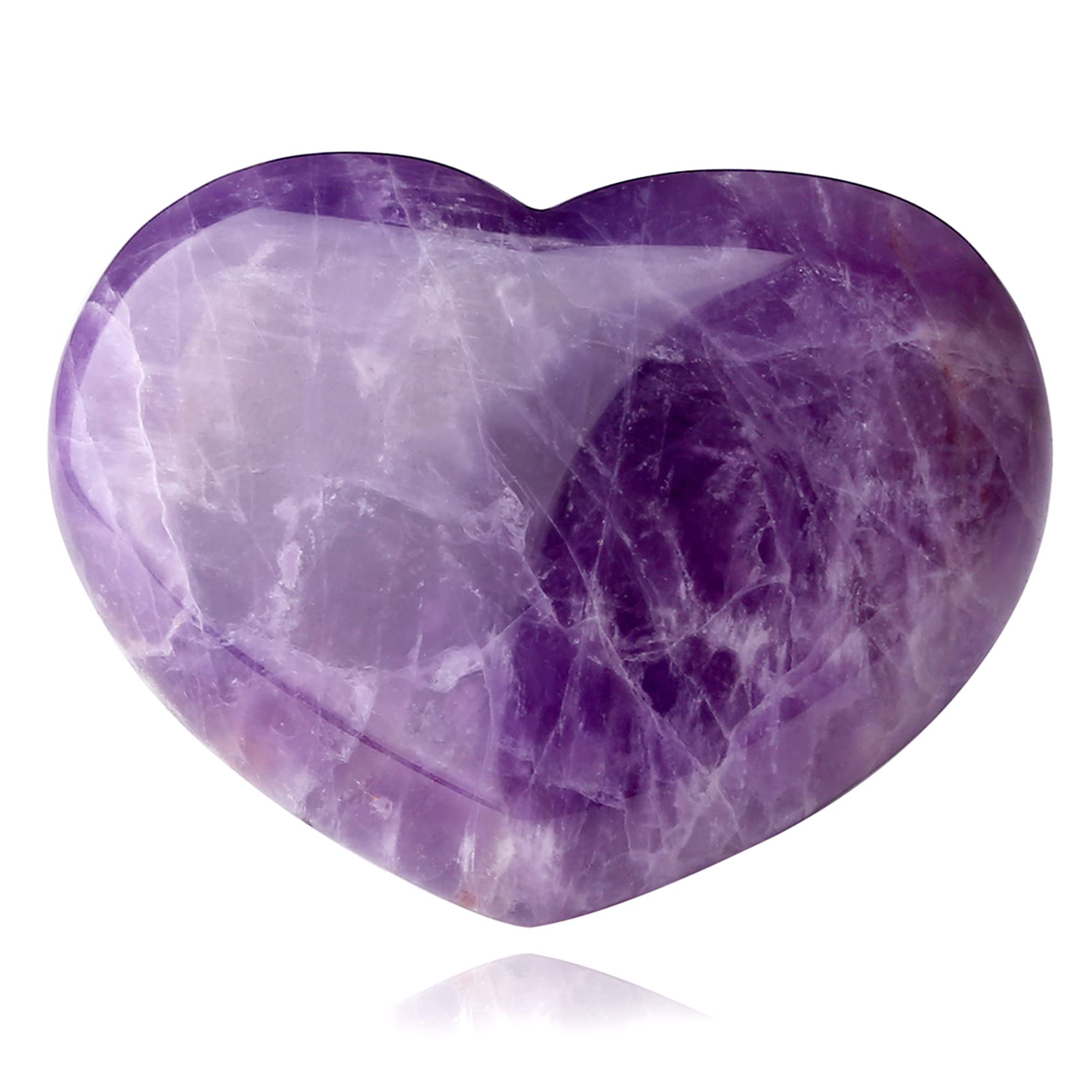 XIANNVXI 45mm 1.8" Amethyst Crystal Heart Amethyst Stone Purple Amethyst Crystal Gemstone Polished Palm Stones Reiki Purple Crystal Gifts