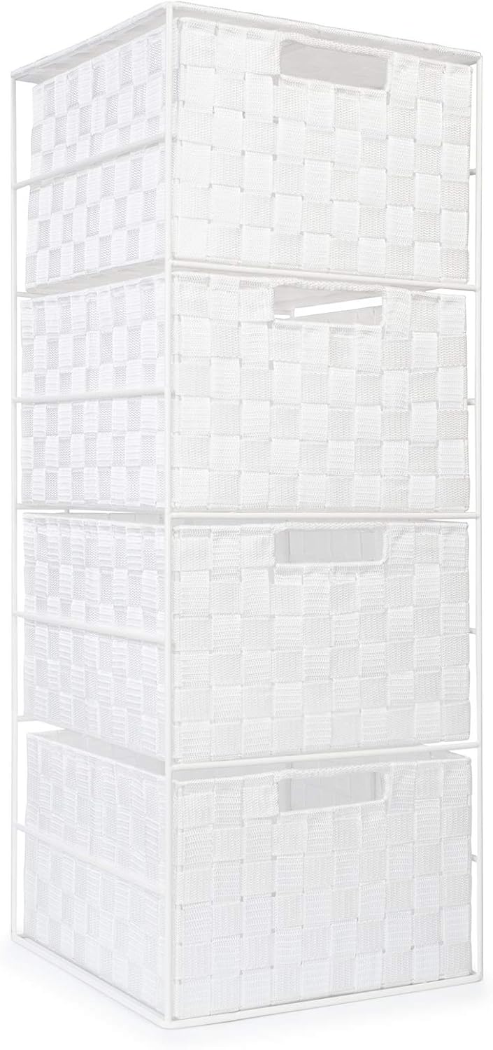 EHC 4 Drawer Storage for Bedroom, Bathroom White Amazon.co