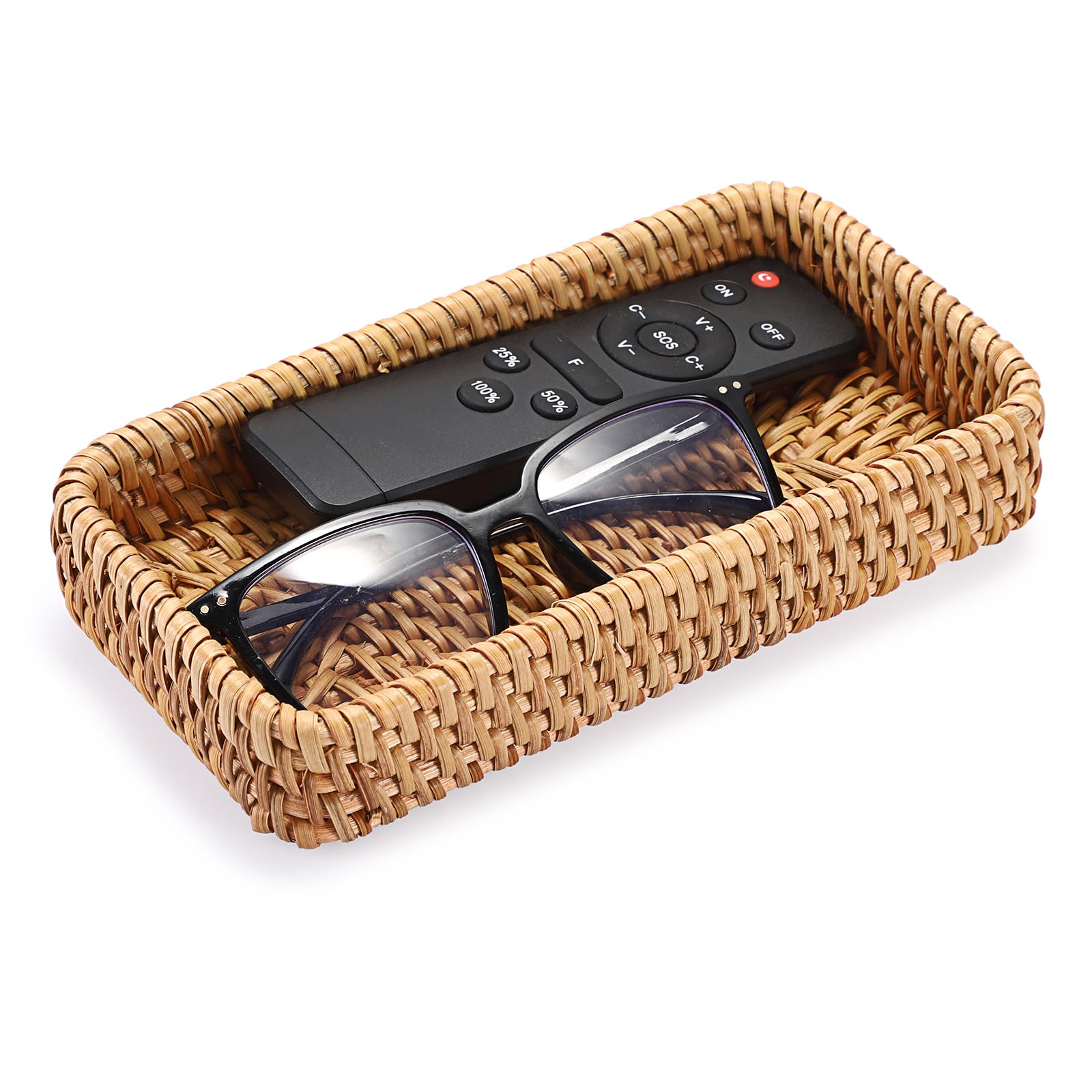 Panier en rotin BTSKY tressé main, vide-poche chic pour entrée