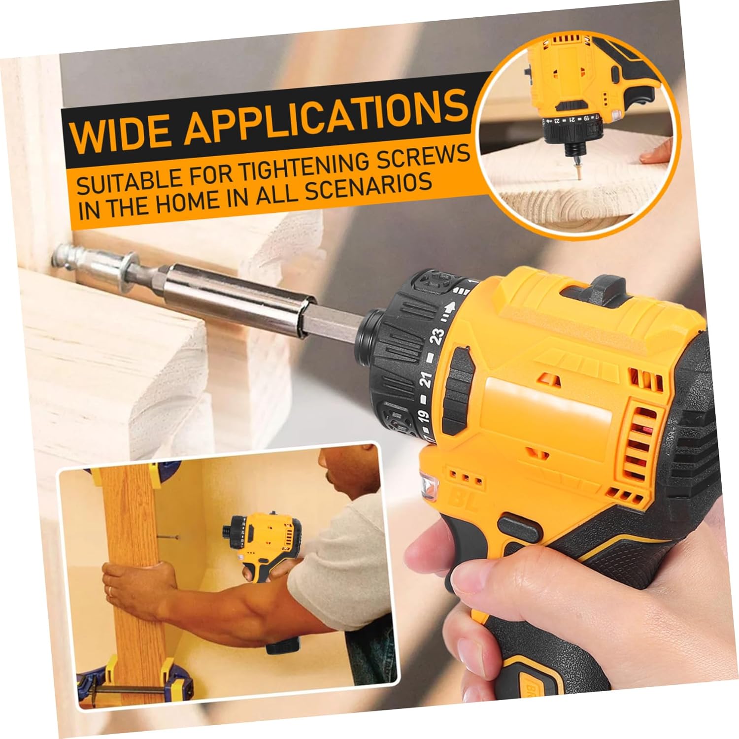 Homoyoyo Cordless Electric Screwdriver 16.8v 1500rpm Power Tool Set for Home Repair Rechargeable with Us