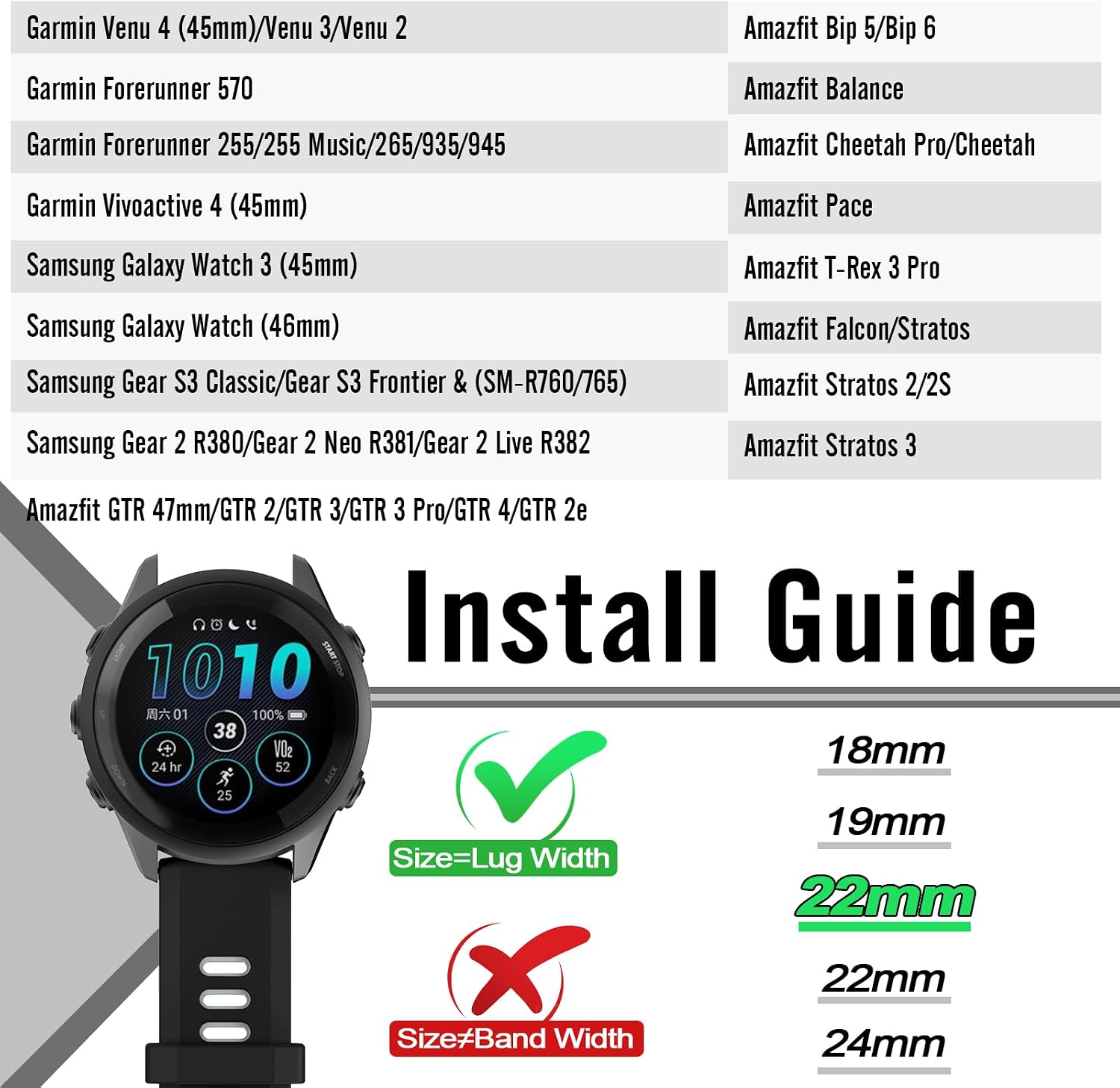 Watch Bands for Garmin Forerunner 570 (47mm)/Forerunner 265 & 255 image 5