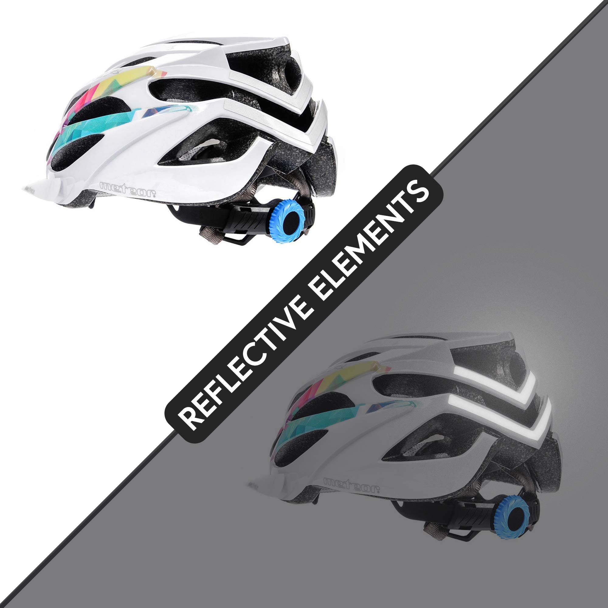 Kask Rowerowy z Daszkiem i Wentylacją, Lekki Kask na Rower z Regulacją Pokrętłem, 23 Otwory Wentylacyjne, Siatka Przeciw Owadom, Elementy Odblaskowe, EN1078, Unisex, Meteor Shimmer