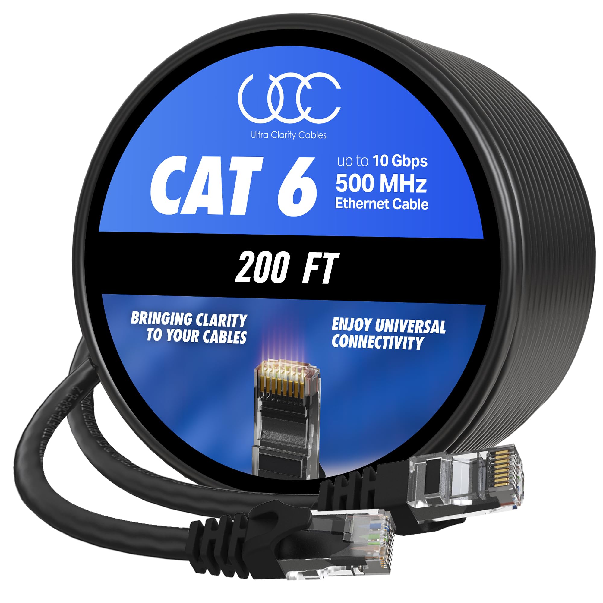 Cat 6 Ethernet Cable 200 ft, 10Gbps High Speed Ethernet Cable, Long Ethernet Cable Outdoor&Indoor, Rj45 Cat6 Cable Internet Cable for Computer, Router, Modem, PS4/5, Xbox, Gaming- Black