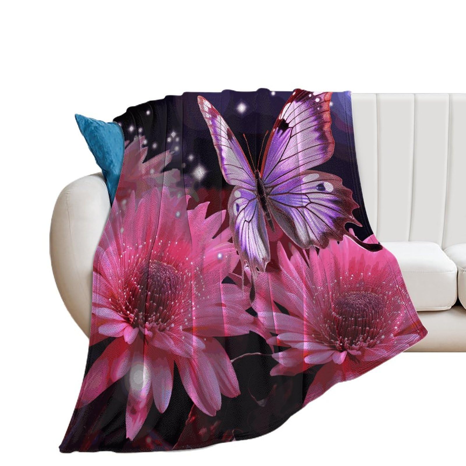 Couverture de lit fleurie et papillon violet le cadeau parfait pour femme et maman