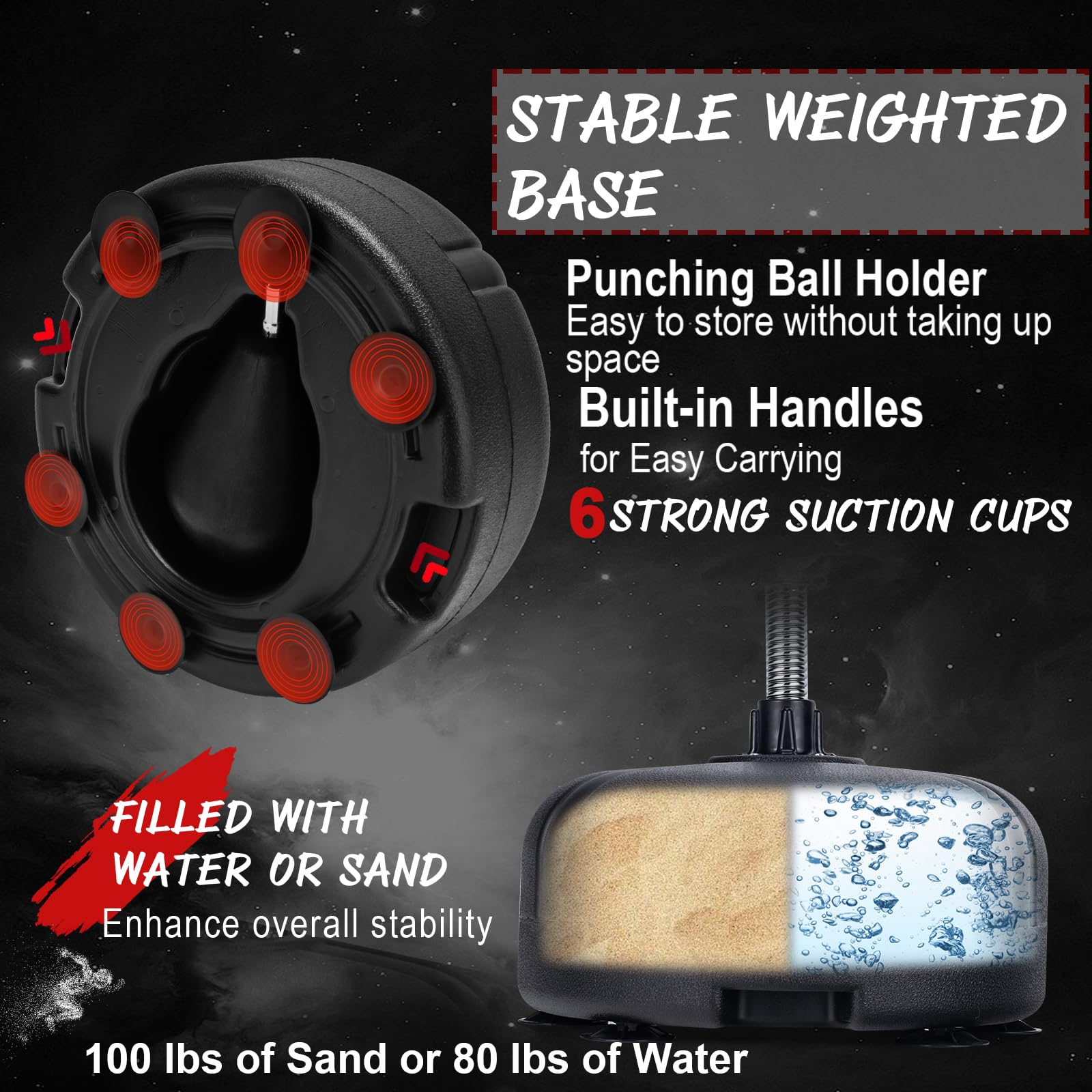 KOMFOTTEU Saco de Boxeo con Altura Ajustable 140-158 cm, Punchingball con Guantes de Boxeo, Pelota de Boxeo de Pie con Base Rellenable, Juego de Boxeo para Niños y Adultos (Rojo)