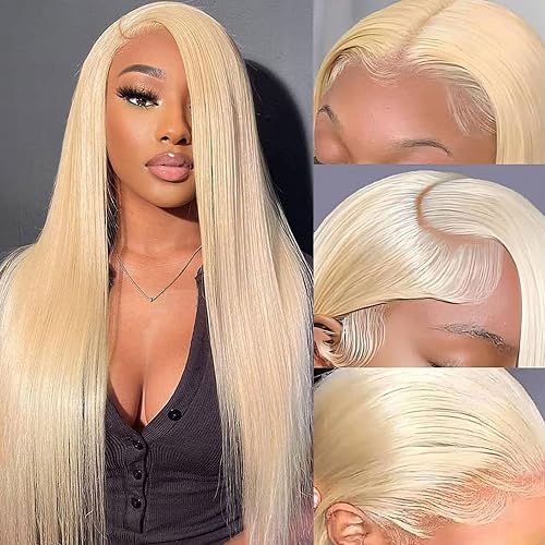 LETMIEO 30 Inch 613 13x6 Lace Front Wig Human Hair Blonde Lace Wig