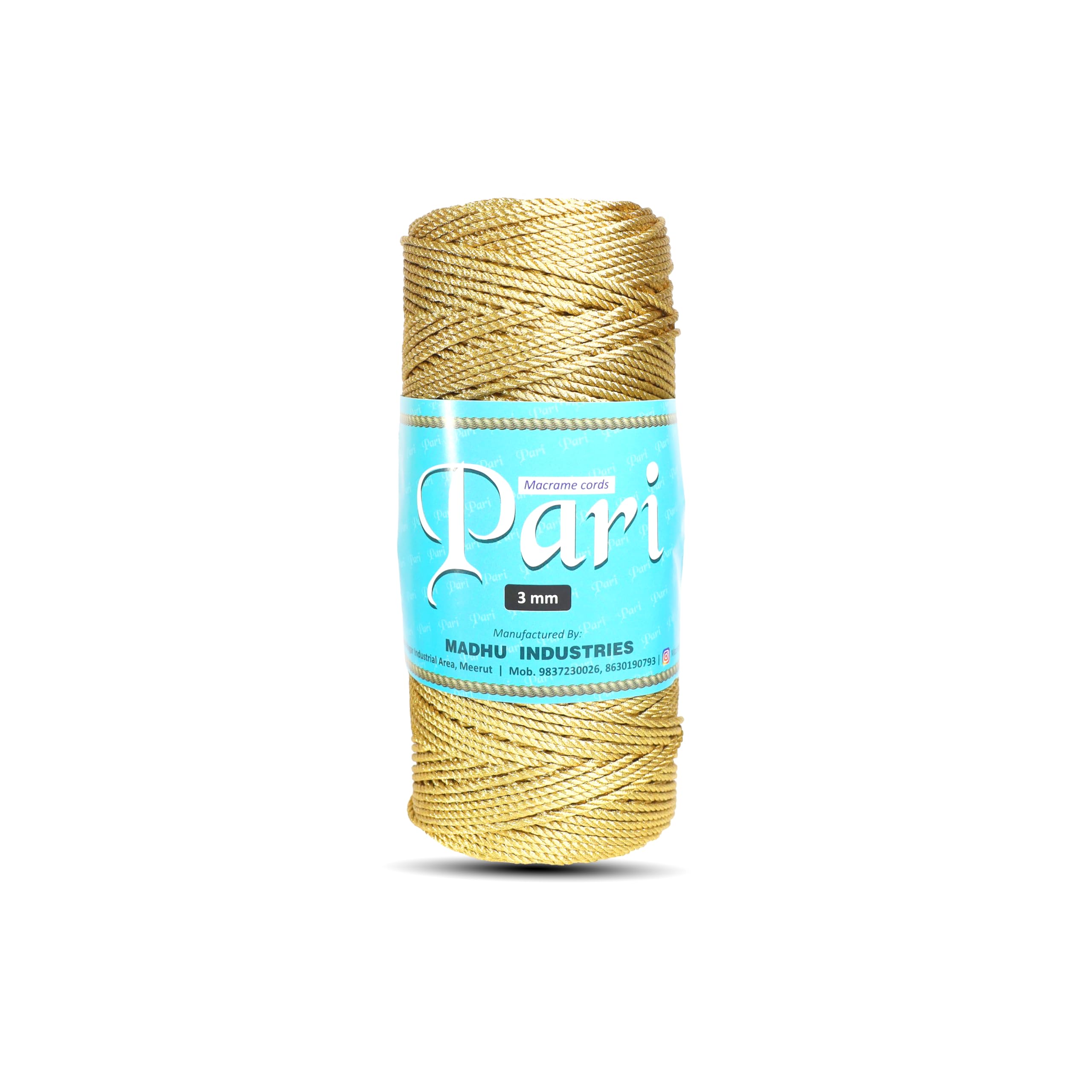 Macrame Cords Pari Cotton Cord Dori Thread |3mm Twisted Zari Cord Golden Thread | 1kg Spool | Approx 250mtrs-image-44