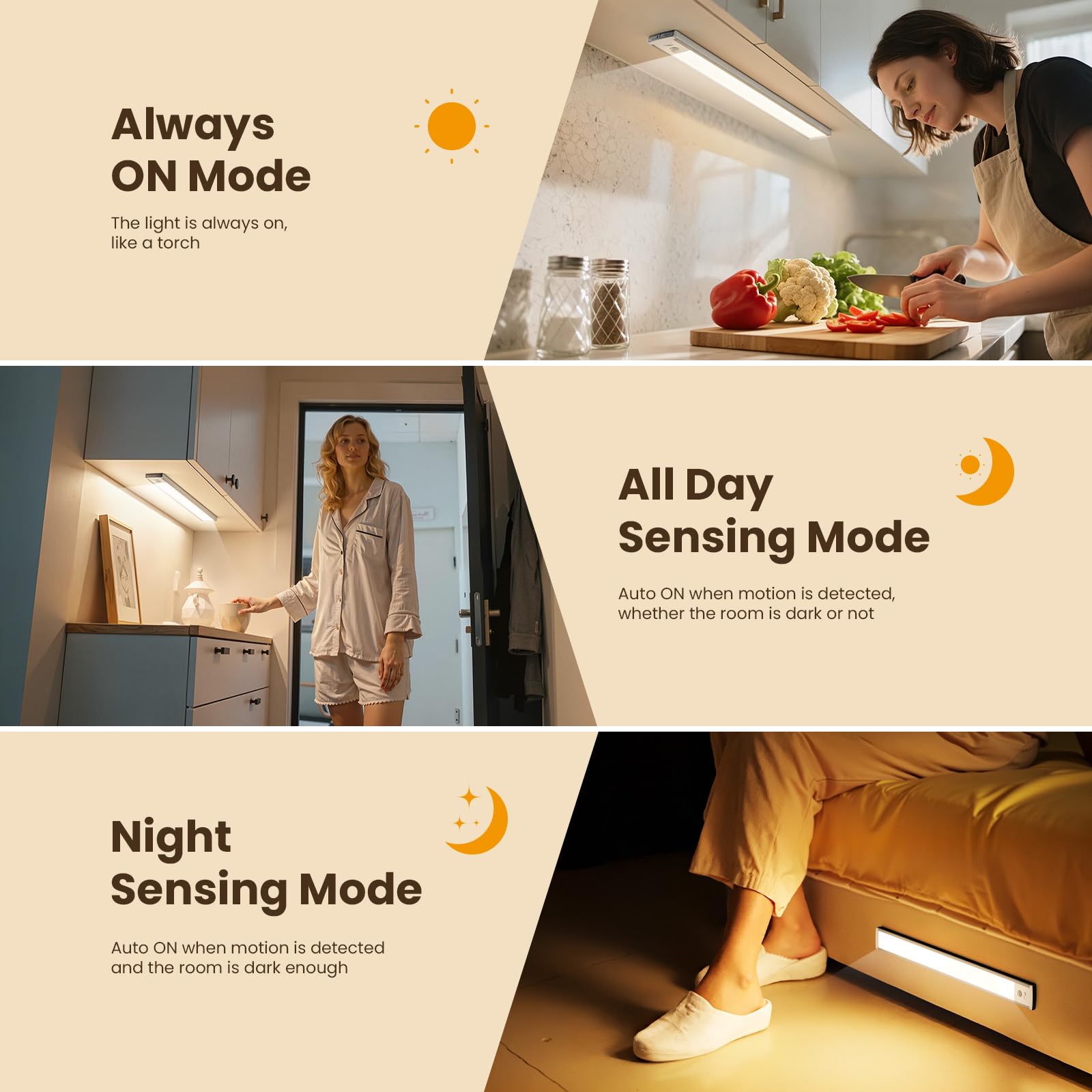 TANSOOL+ Luce LED Sottopensile Cucina, Armadio LED con Sensore di Movimento, 40cm Luce Sottopensile Dimmerabile Lampada per Cucina, Guardaroba, Scale, Soggiorno, Camere da Letto - 2 Pezzi