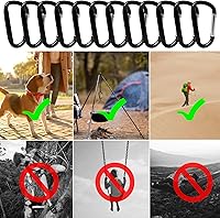 Vista 9 de 12 clips de mosquetón para llavero, clip de aluminio de 3 pulgadas, hebilla de gancho de mosquetón sin bloqueo en forma de anillo D, herramienta