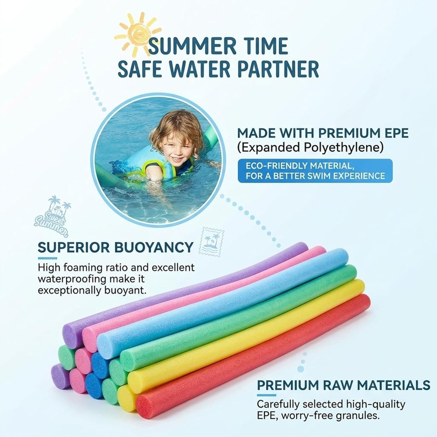 6-Pack Colorful Pool Noodles 47.2" Long Foam Noodles for Swimming Pool & Water Play Bright EPE Foam Floats for Kids Adults Family Fun and Water Games Toys and Games...