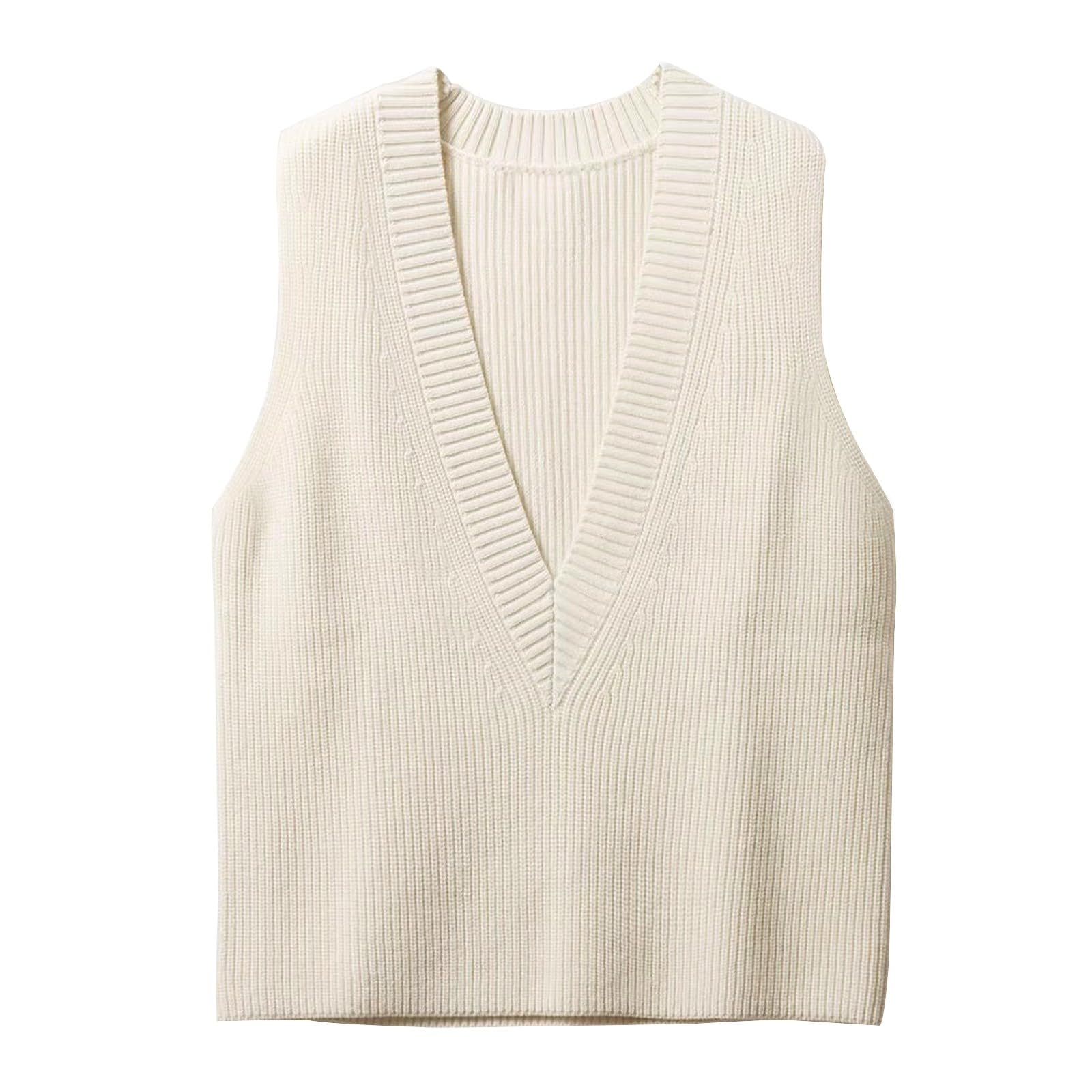 Women's Sweater Vest V Neck Pullover Knitwear Tank Top Trendy Sleeveless Sweater Fall 2025-image-7