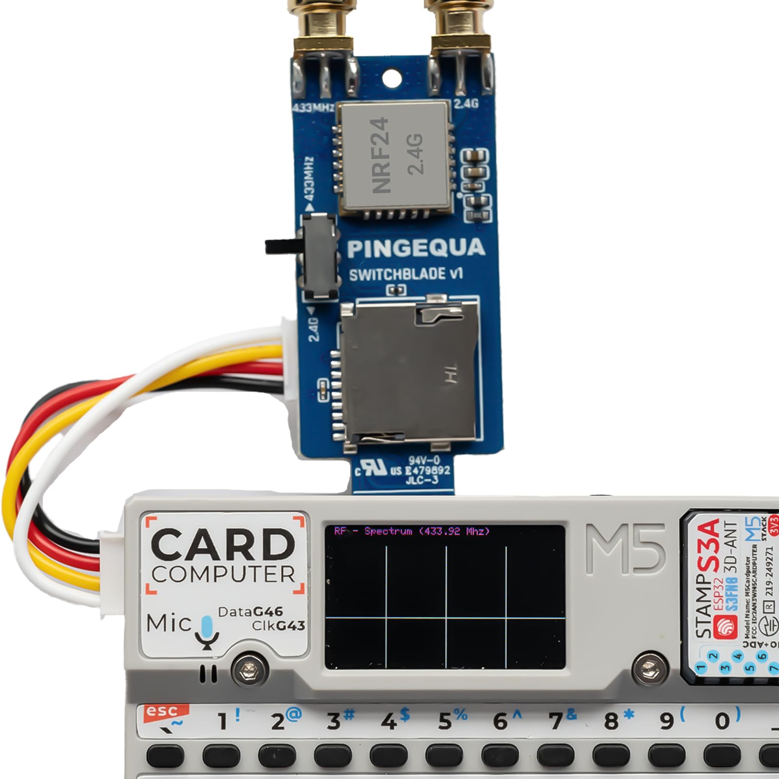 Scheda M5Stack Cardputer RF 3 in 1, NRF24L01+ PA/LNA & CC1101 Ricetrasmettitore Sub-GHz con slot MicroSD - Modulo di sviluppo IoT Plug & Play per l'analisi del segnale e la formazione