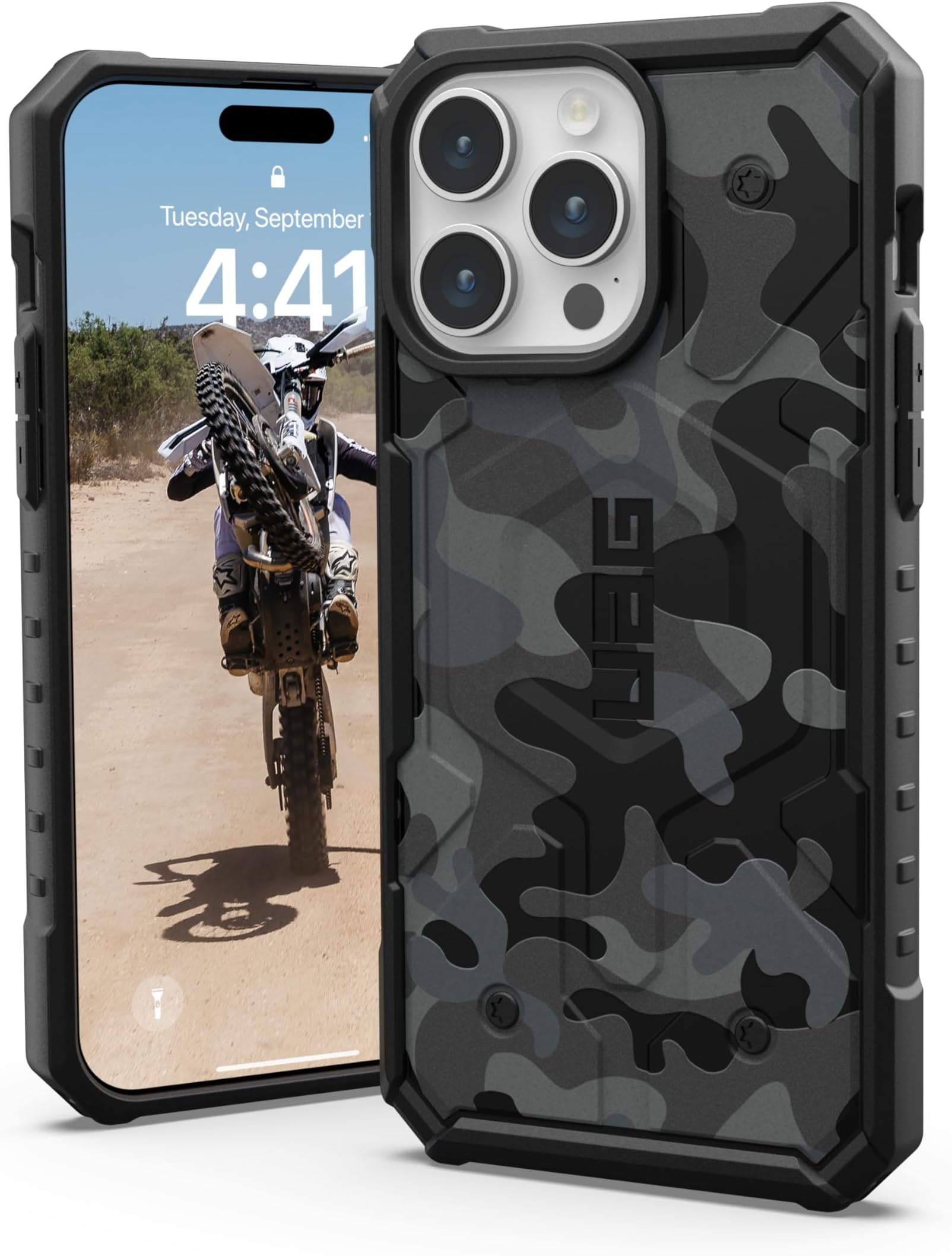 UAG Pathfinder SE for iPhone 15 Pro Max case cover [18 Feet Drop tested] MagSafe compatible - Black Midnight Camo