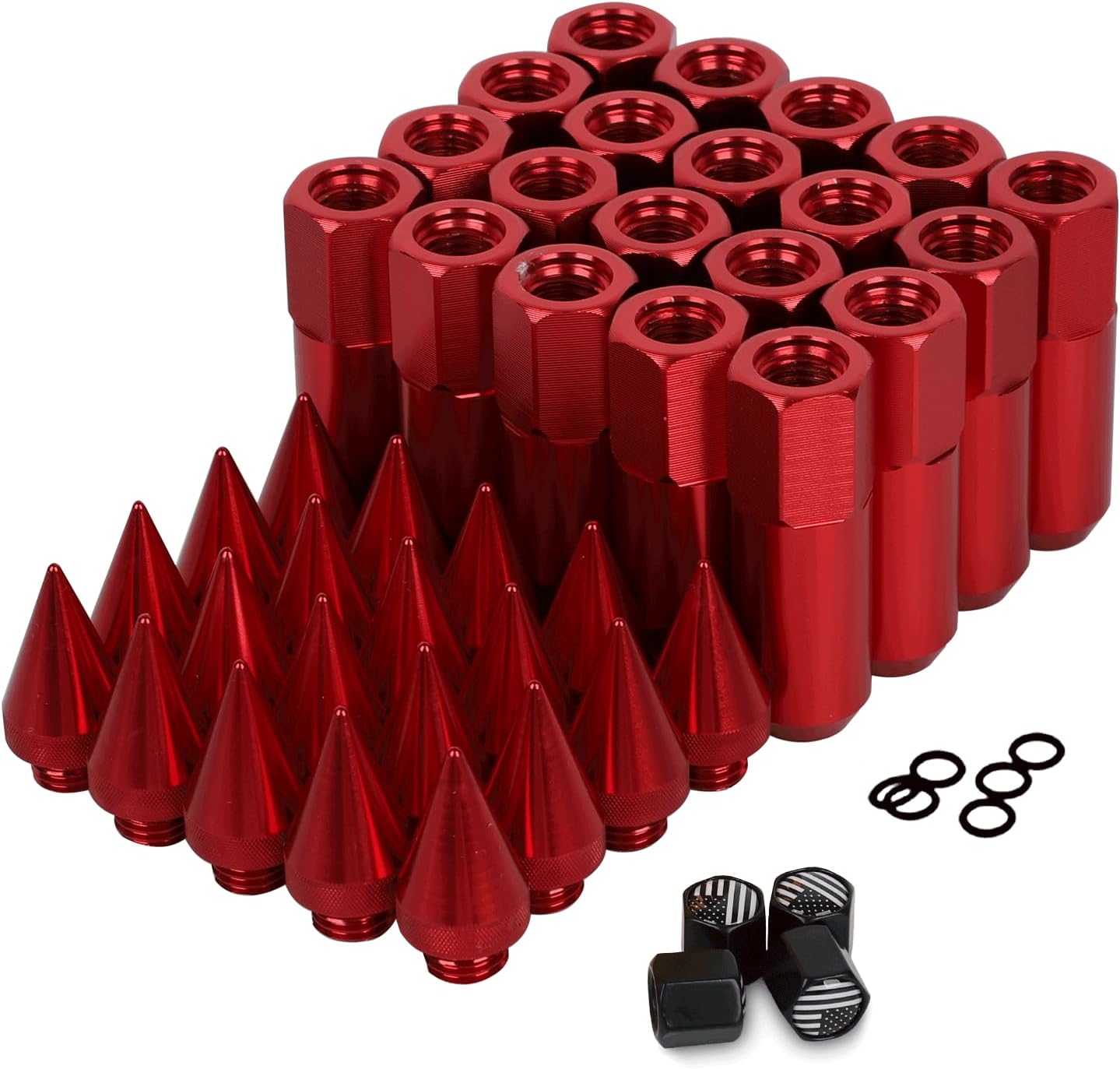 M12x1.5 Spikes Lug Nuts, 20pcs 60mm Aluminum Wheel Nuts Fit for Ford Escape/Focus/Fusion,for Honda Accord/CR-V,for Toyota Avalon,for Chevy Impala etc (Silver)