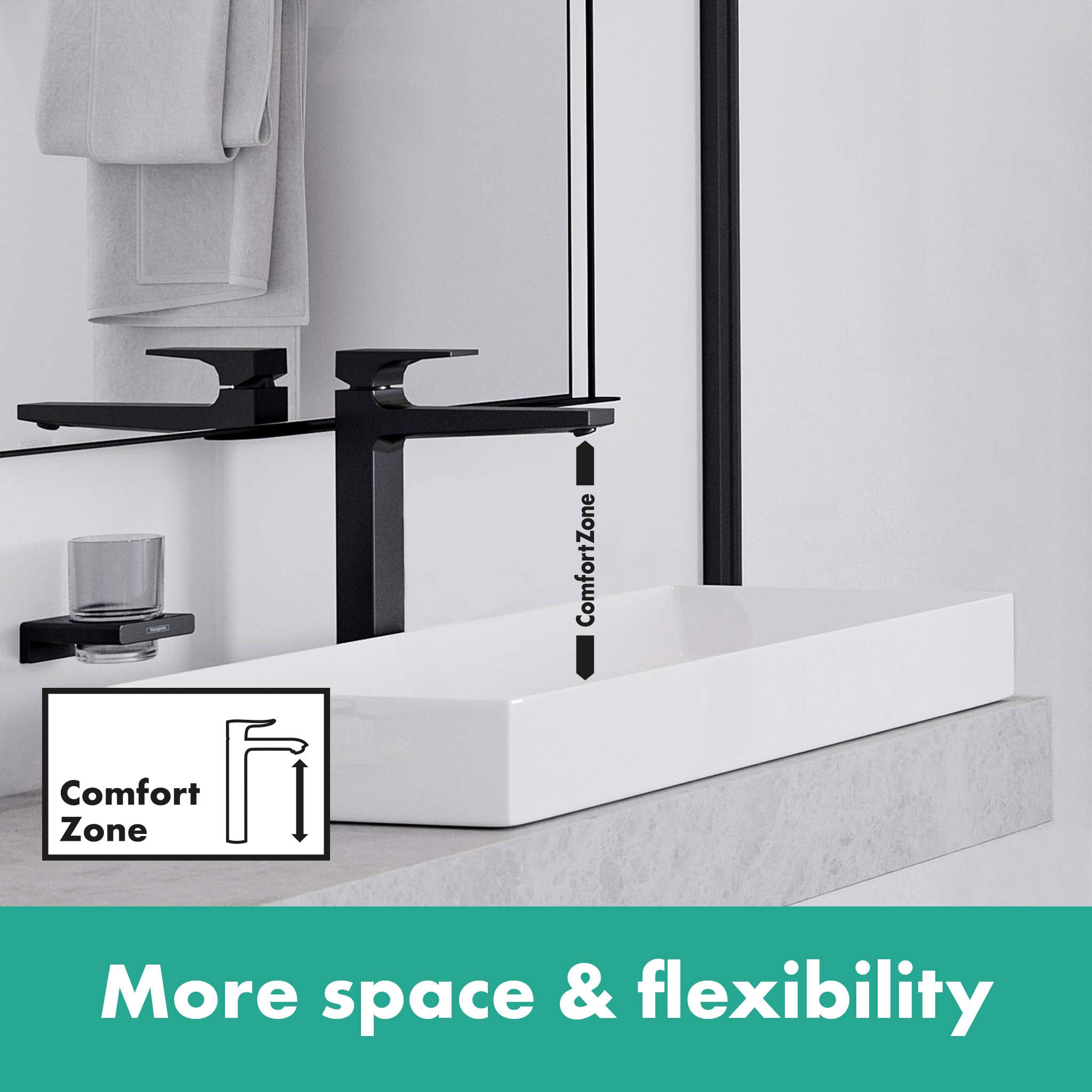 hansgrohe Metropol Mitigeur de lavabo 260 poignée manette, bonde Push-Open, noir mat, 32512670