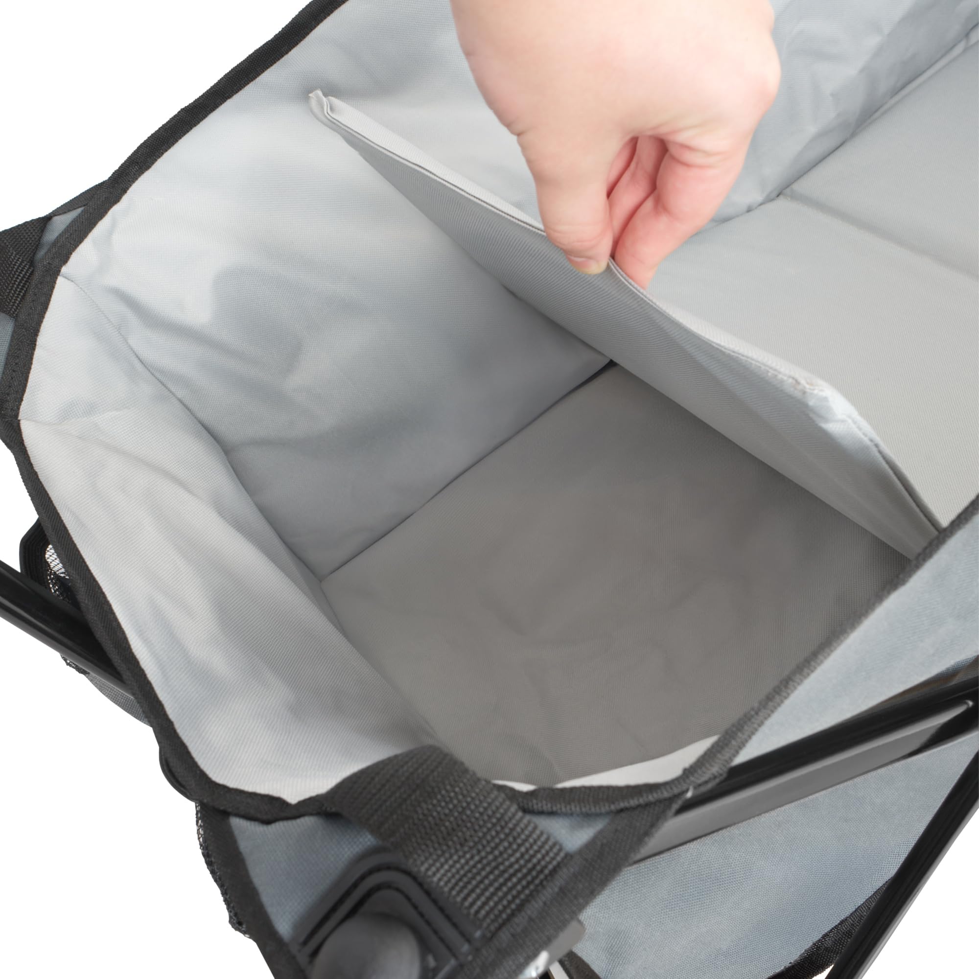 Zelsius Carrello pieghevole, grigio, carrello da trasporto, carrello pieghevole, carrello da giardino con tettuccio parasole, carrello da trasporto pieghevole