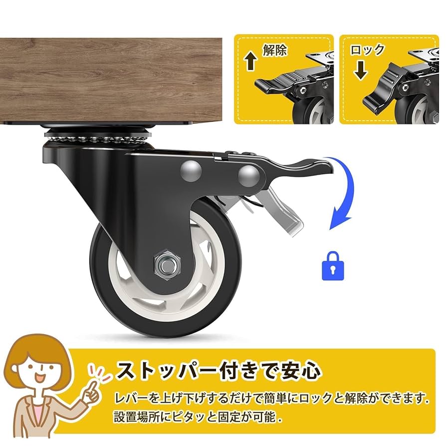 Amazon.co.jp: キャスター 3インチ ブレーキ付き 高耐久性 交換