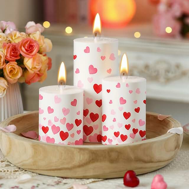 12 Red Wedding Decoration Ideas for Bold and Romantic Styles 15 Conelist Set of 3 Valentine's Day Pillar Candles Decor Red Heart Pillar ...