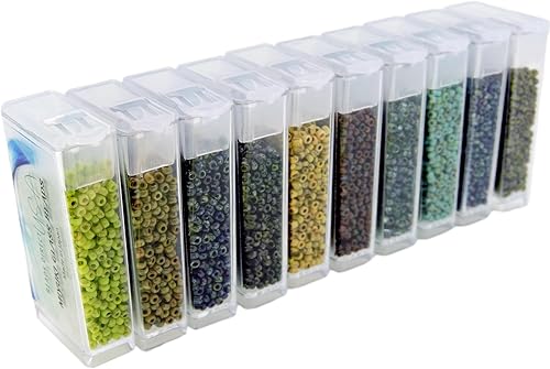 Miniatura 4 de Juego de 10 colores – Miyuki tamaño 11/0 cuentas redondas de semillas – 3.53 onzas – Colección Picasso en contenedores abatibles y caja de