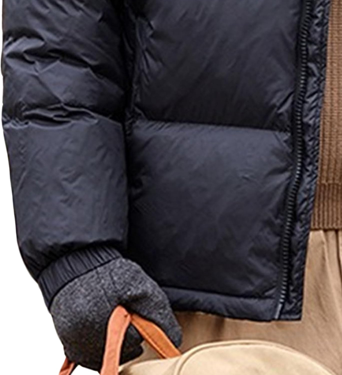 Men Warm Thickened Puffer Jacket Outdoor Trendy Wind Proof Down Coat Classic Black Color Matching Outerwear