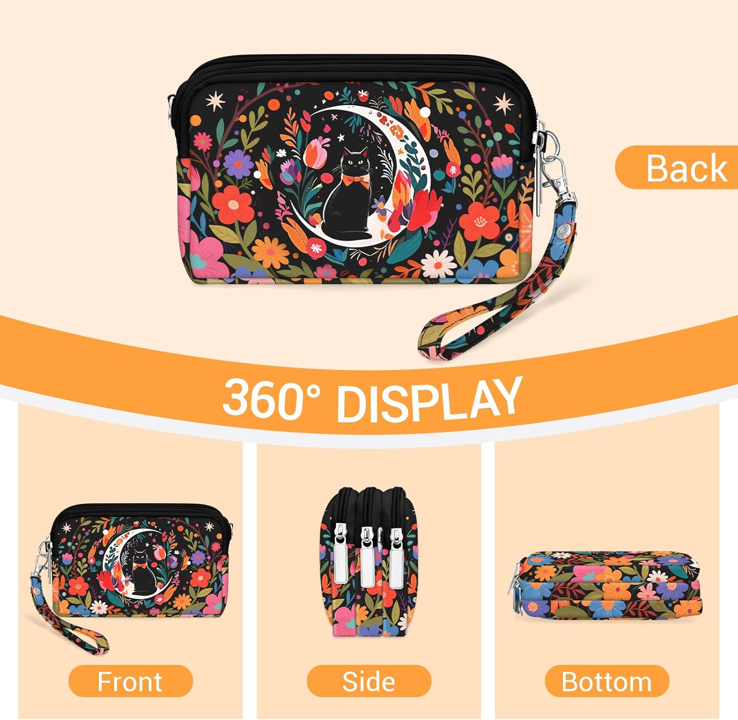 YINHEXI Small Crossbody Bags for Women, 3 Zippers Small Nylon Crossbody Purse for Travel, Cell Phone Wallet Bag for Women - Image 6