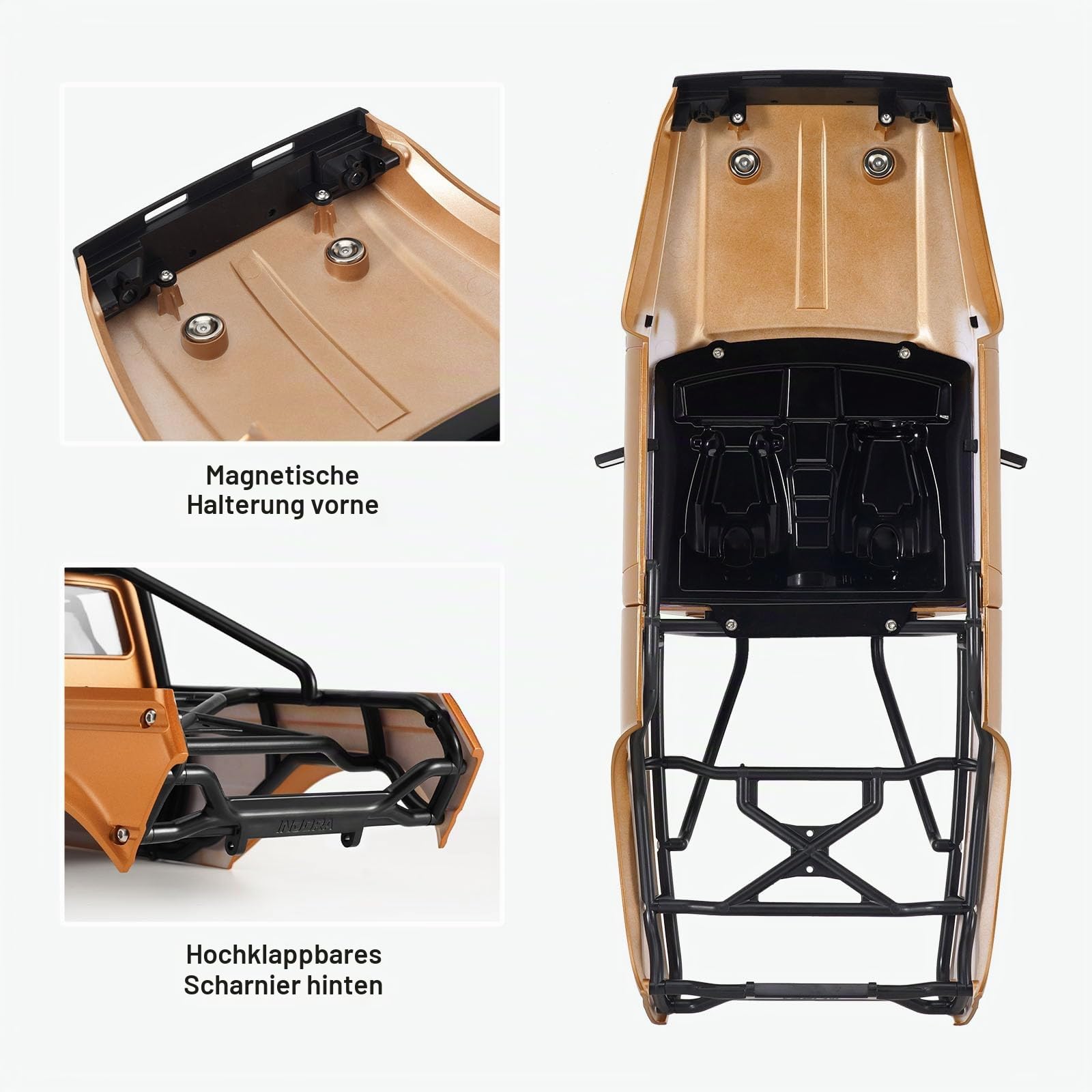 INJORA Hartschalenkarosserie mit Überrollkäfig für 1:10 RC-Crawler