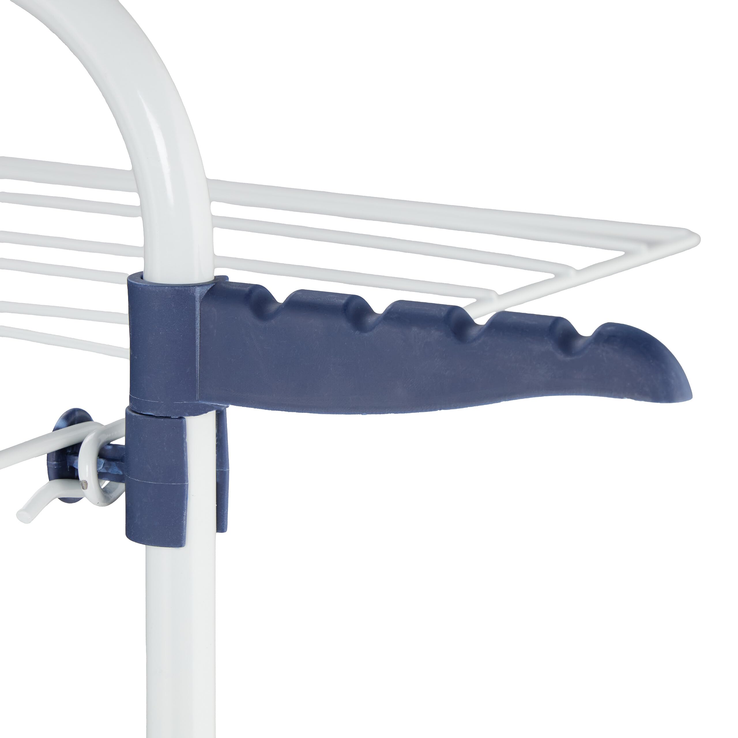 Relaxdays Tendedero Torre, Plegable, con Ruedas, 3 Niveles, 33 m de Secado, 135 x 70 x 70 cm, Tenderete, Blanco/Azul