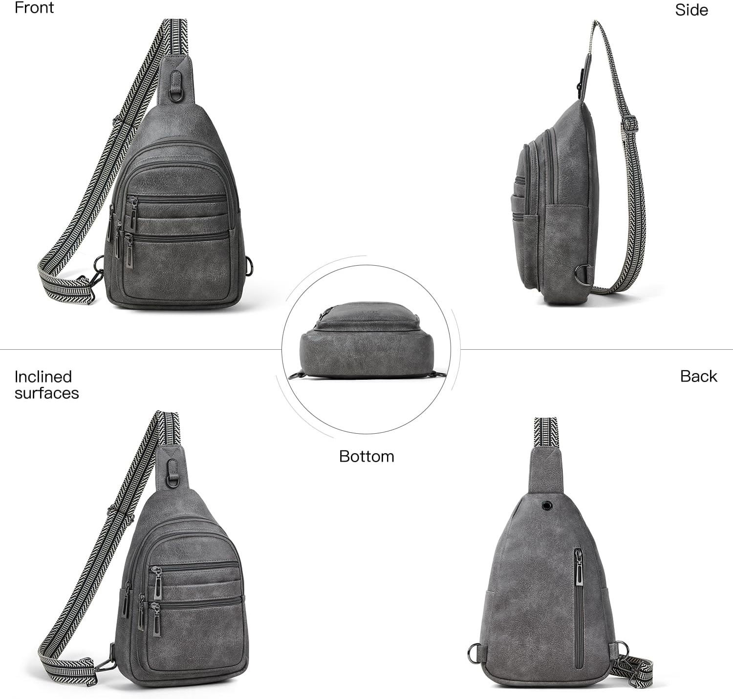 Sling Bag for Women Crossbody Bags Sling Purse Cross Body Backpack Vegan Leather Over Shoulder Bag Travel Dark Grey - Image 5