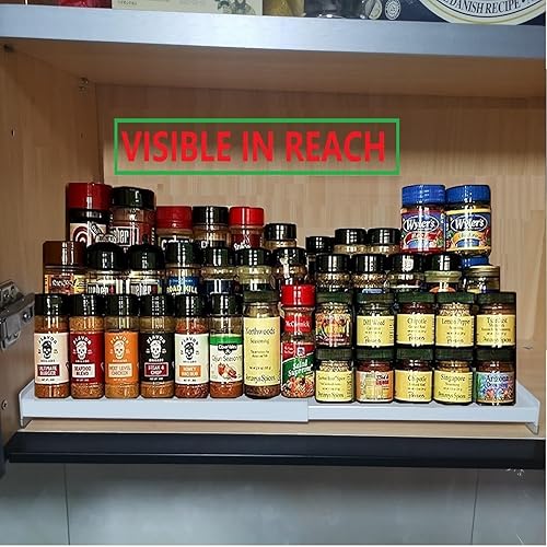 Miniatura 4 de Jojocross Organizador de especias para gabinete, almacenamiento de especias expandible de 3 niveles, ideal para armario de cocina, armario, despensa