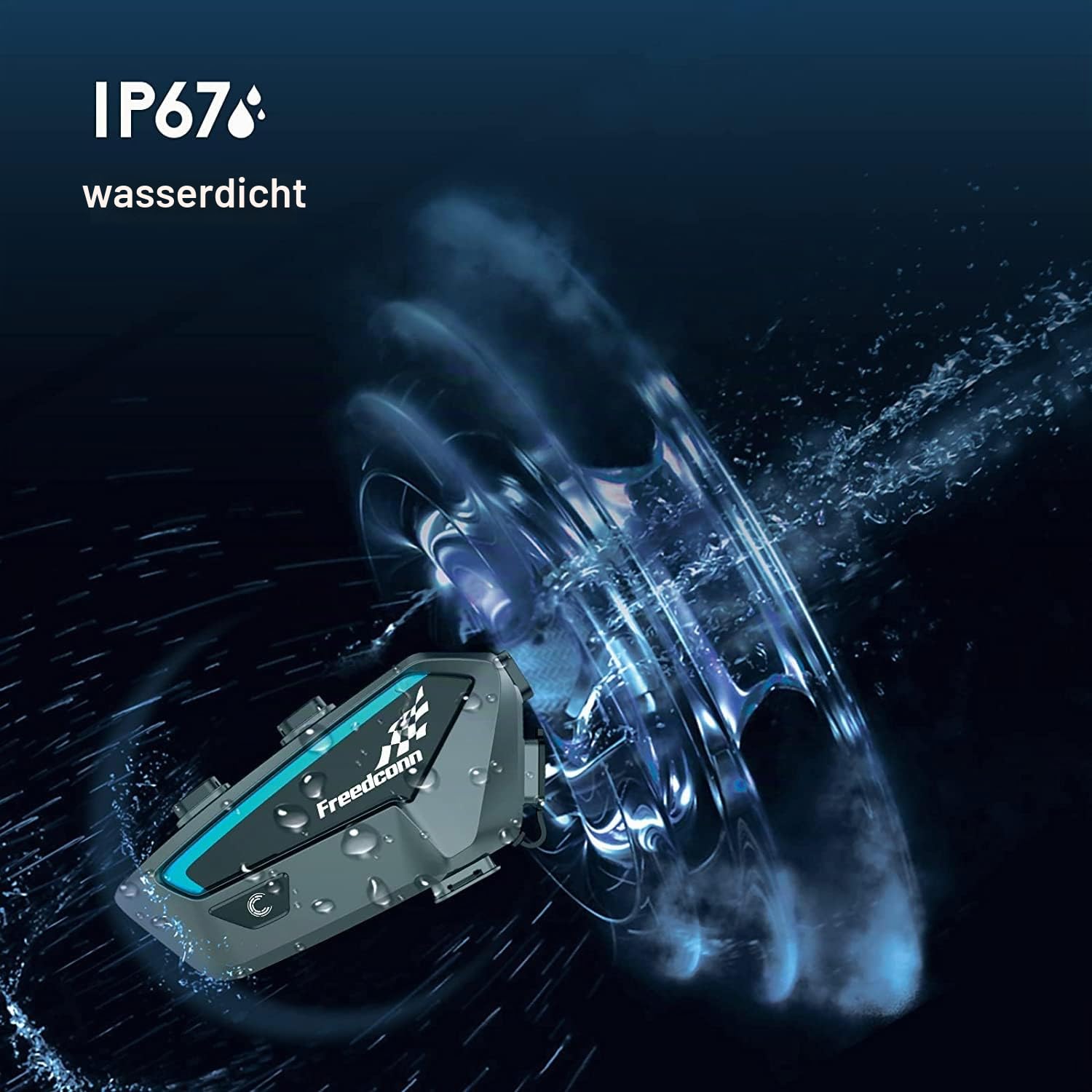 FreedConn FX Motorrad Intercom, Helm Headset für bis zu 10 Motorräder mit Reichweite von 1500m, DSP und CVC Geräuschunterdrückung Motorradhelm Kommunikationssystem mit Musikteilen Funktion Schwarz