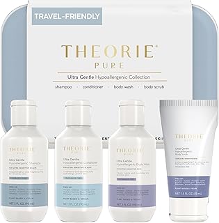 THEORIE PURE Travel Size Toiletries Set - Hypoallergenic Shampoo, Condit...
