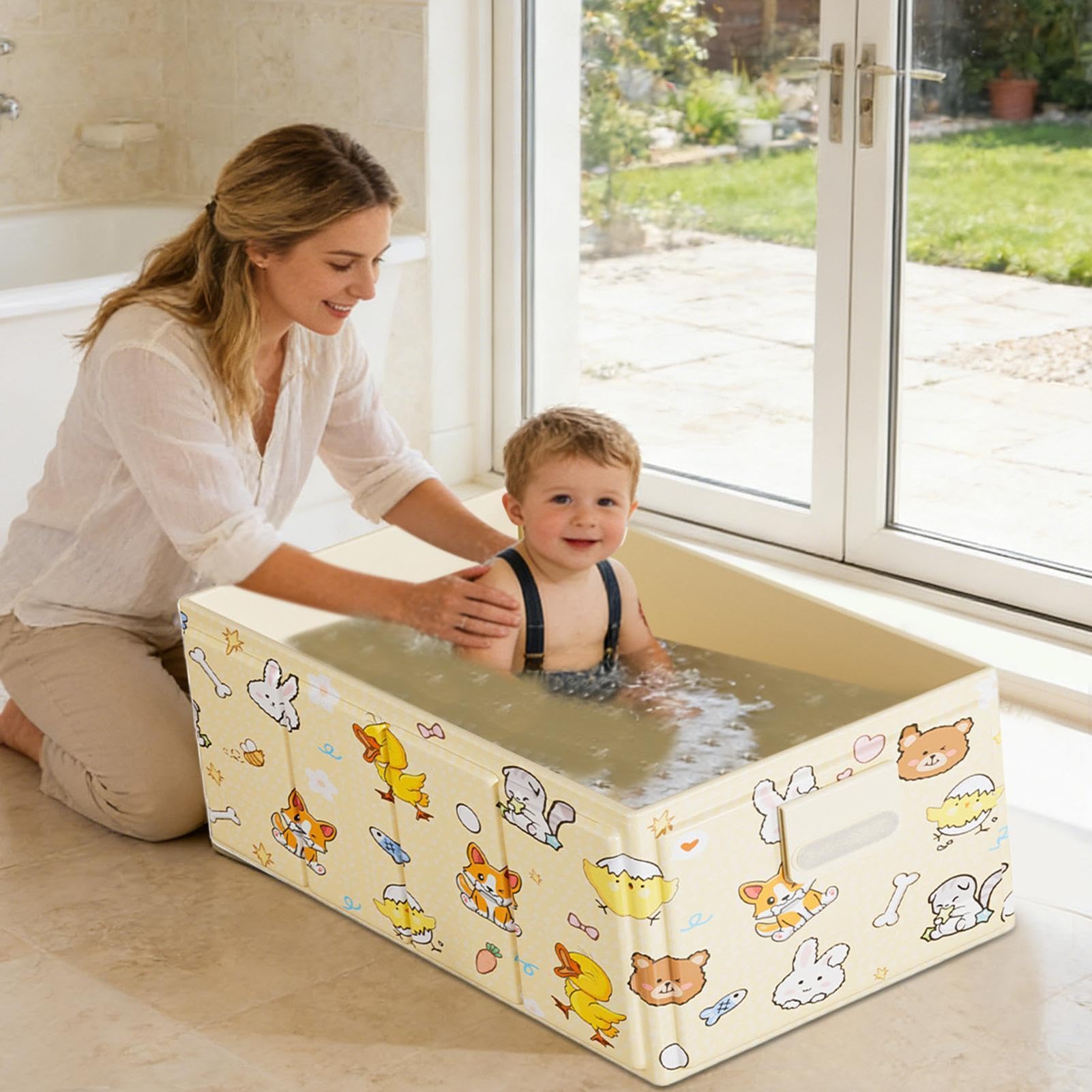 Bañera Plegable para Bebé Plegable que ahorra espacio, estable y estanca | Compacta Bañera de Almacenaje para Niños, Niñas, SPA, Autocaravana, Baño, Viajes, Balcón, Exterior,