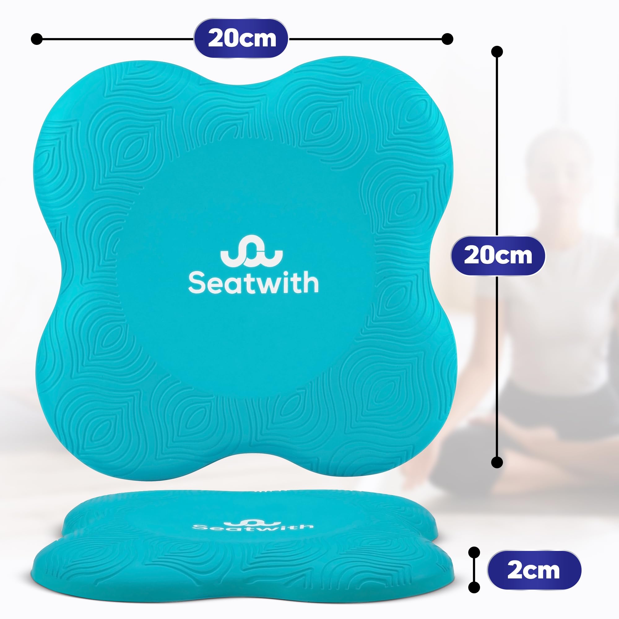 Set De 2 Esterillas De Yoga Mini Antideslizantes - 20x20 Cm, 2 Cm Grosor - Para Rodillas, Codos Y Muñecas