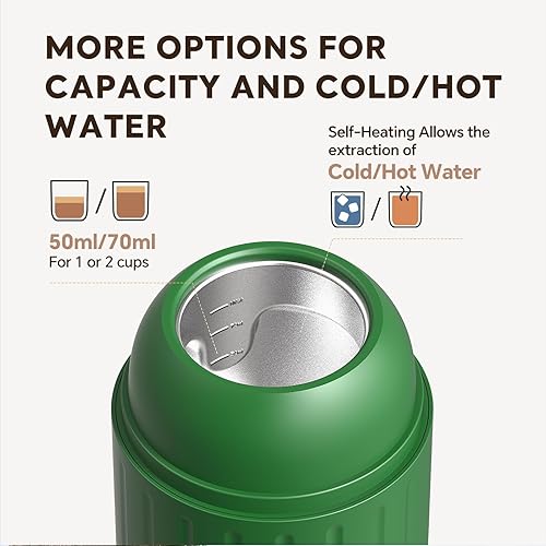 Miniatura 7 de Cafetera eléctrica portátil de café expreso de autocalentamiento rápido, máquina de café expreso de extracción 2 en 1, soporte de café molido y