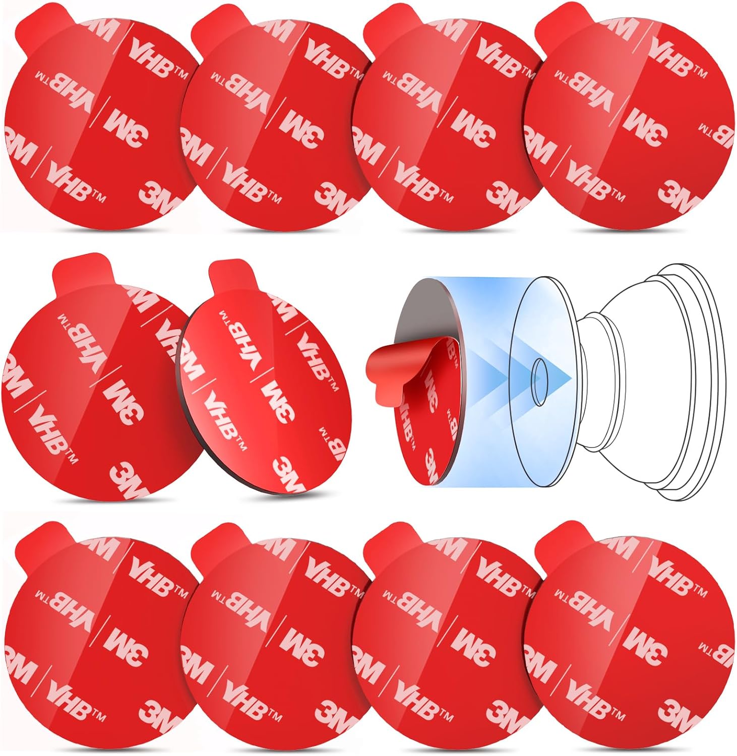 10 Pcs Sticky Pads for Pops Socket Base: 1.38" Round Strong Adhesive Replacement Double Sided Tape for iPhone Popgrips, Cell Phone Grip & Ring Holder, Very High Bond Circle Sticker 35mm