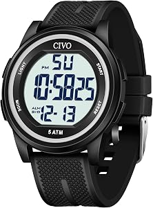 CIVO Digital Watch Men Women: Sport Waterproof Big Numbers LED Stopwatch with Alarm Week & Date - Wrist Watches for Outdoor Running Camping Cycling