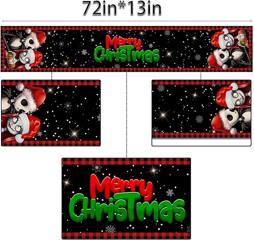 Miniatura 7 de Sunwer Camino de mesa de Feliz Navidad, El extraño mundo de Jack Skellington y Sally, decoración de fiesta de cumpleaños, hogar, cocina, comedor