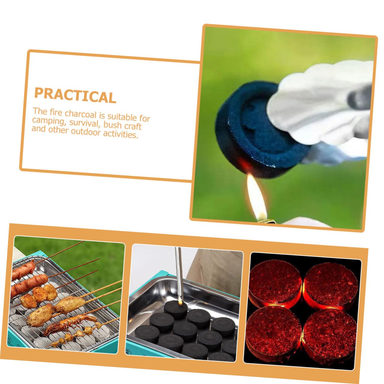 COLLBATH Pastillas de Vegetal Negro Ligero y Práctico 70 Portátil para Barbacoa y Camping para Estufas y Parrillas al Aire Libre