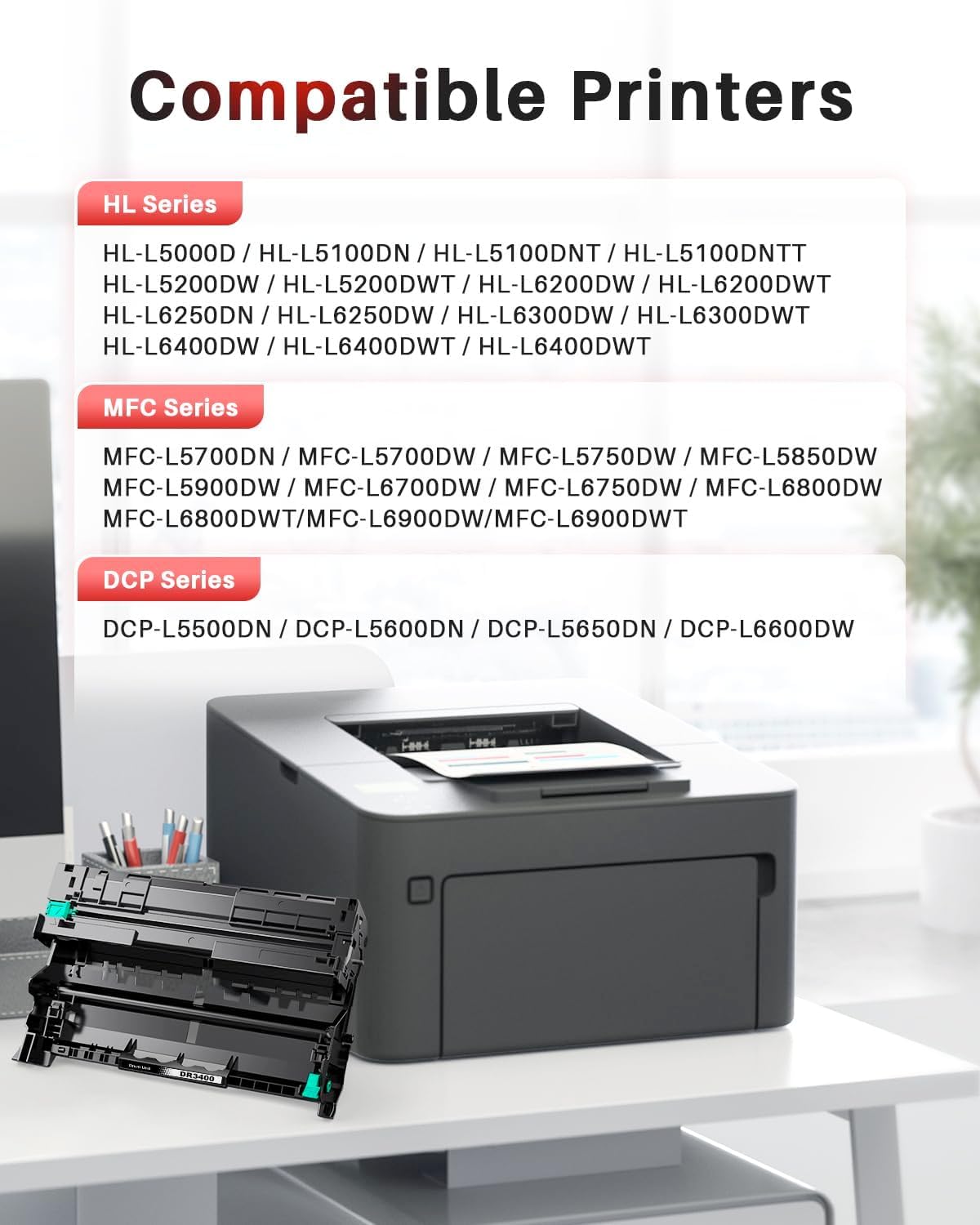 Kompatibel Trommel DR3400 für Brother DR 3400 TN3480 TN-3480 TN3430 Toner HL-L5100DN MFC-L5750DW MFC-L5700DW DCP-L5500DN (2-Pack)