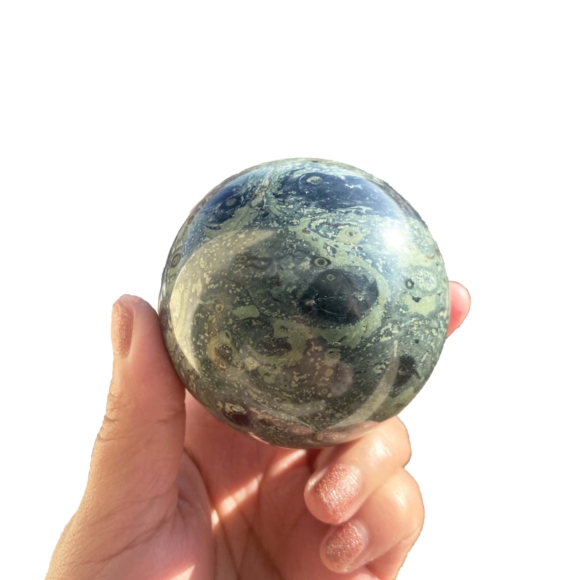 Decorazione della casa 1 PZ Naturale Verde Pavone Occhio di Pietra Preziosa Sfera Kambaba Sfera di Cristallo di Guarigione for la Decorazione Pietre Collezioni di casa
