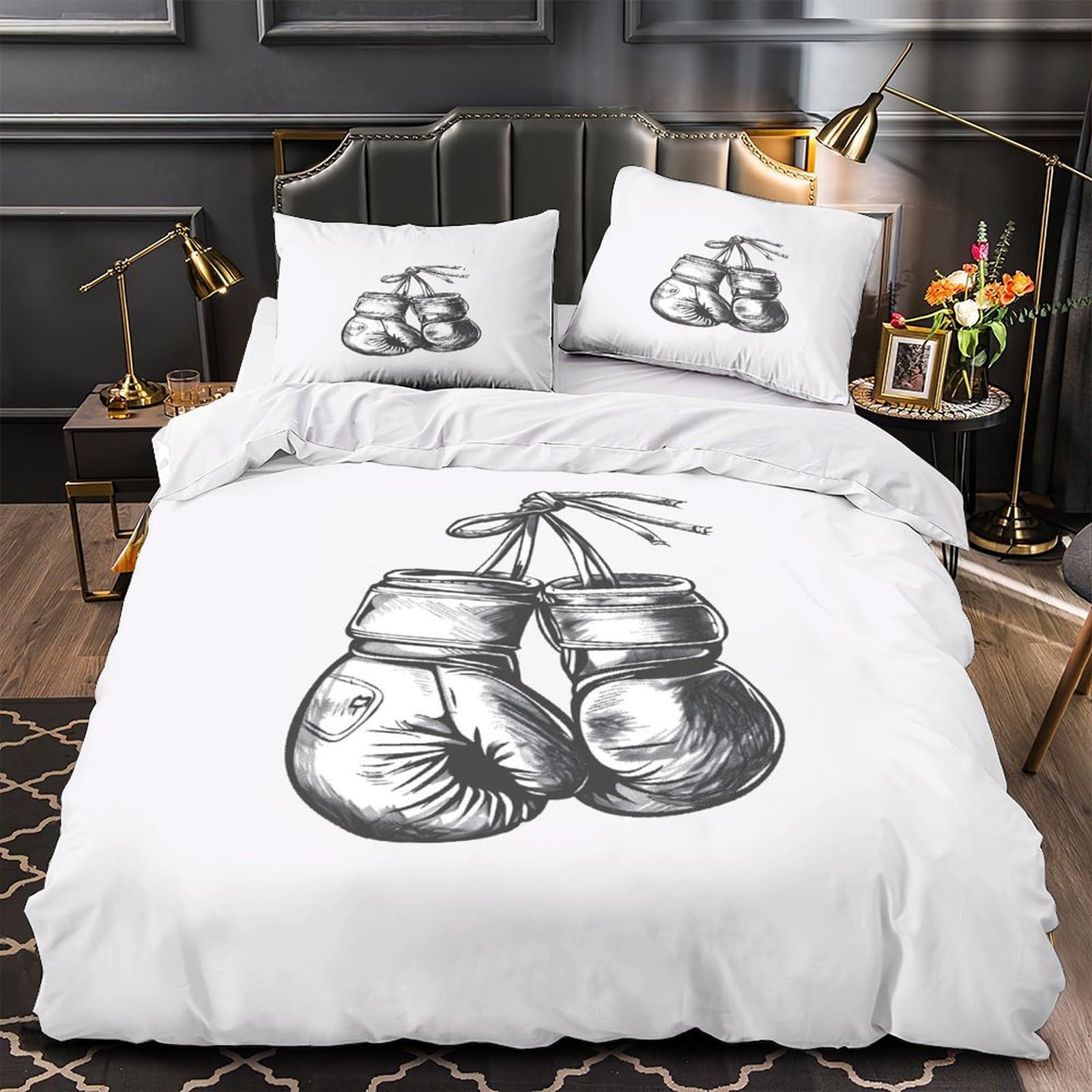 Linge de lit respirante boxing gloves pour chambre d'ado moderne