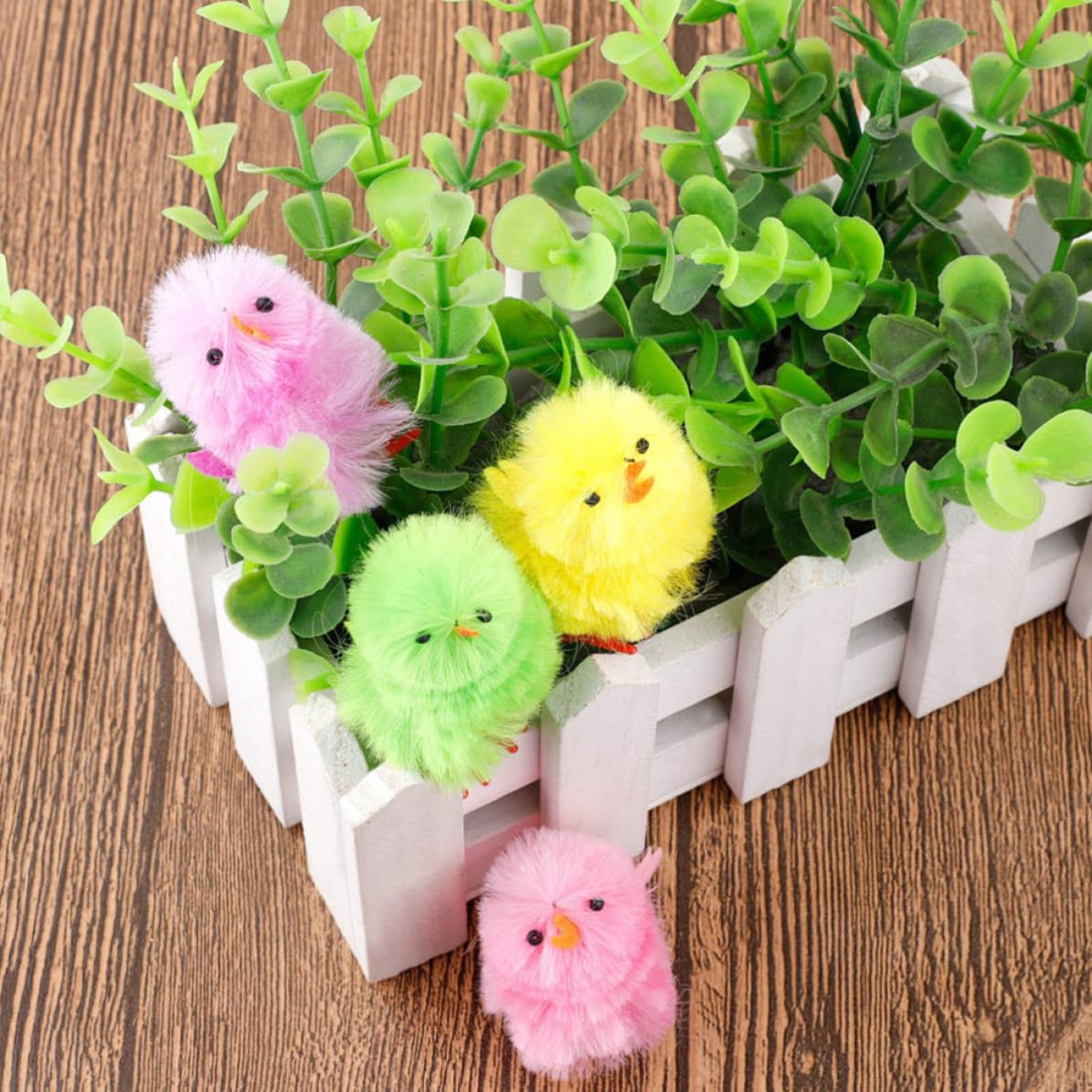 BESPORTBLE 108 Pezzi Decorazione Pulcino Pasquale per Casa e Vetrina, | Peluche e Plastica, Adorno Festivo per Interni, Stile Bello, per Tavolo, Mensola e Finestra