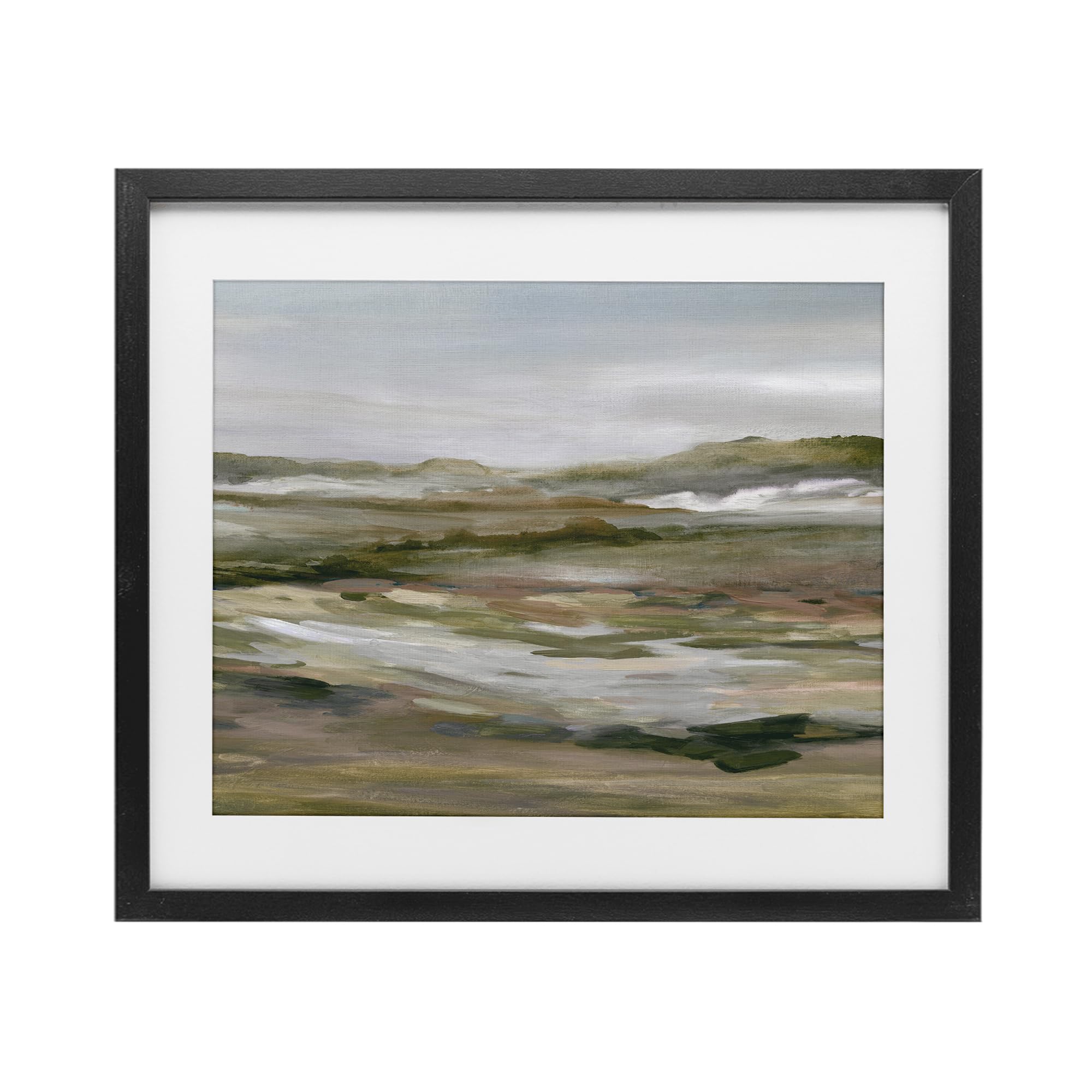Stupell Industries Midnight Black (Textured) 'Natural Meadow Abstract Horizon'| Framed Print Under Glass