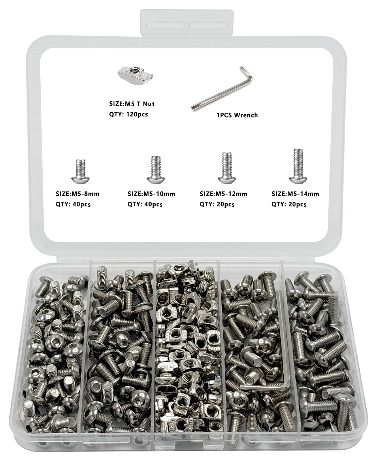 SENRISE 50-Piece T-Slot Nuts Set (M3 M4 M5) For 2020 Series Aluminum Extrusions - Hammer Head Fasteners - View #10