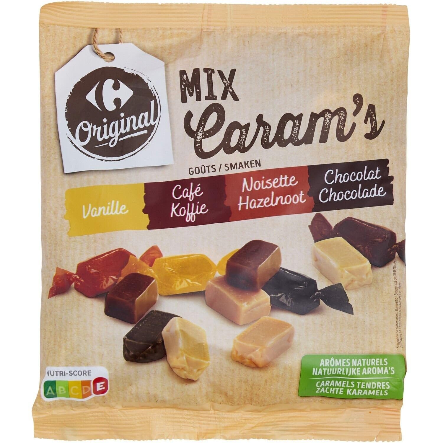 CARREFOUR ORIGINAL – Assortiment Gourmand de Caramels Fondants, Saveur Classique Intense (Paquet 300g) - lot de 4 - Vendu par Lot