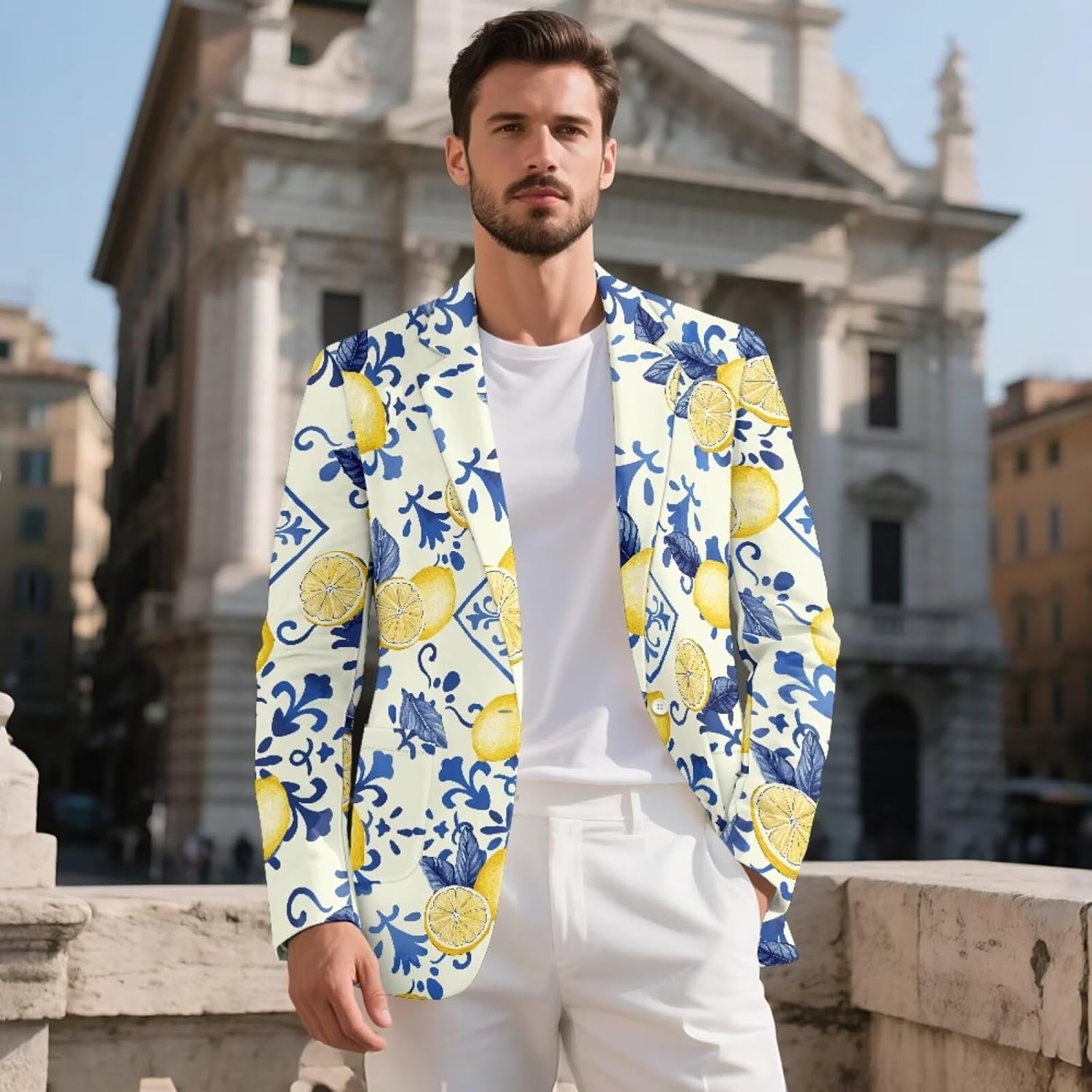 Men's Suit Jacket One Button Travel Blazer Lightweight Suit Elegant Solid Slim Fit Single Breasted Party Blazer