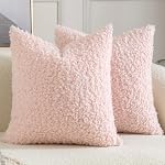 YAERTUN Pack of 2 Faux Fur Throw Pillow Covers Decorative Sherpa Boucle Pillow Covers Fuzzy Soft Pillowcases Sheepskin Fleece Cushion Case for Couch Sofa Bed Living Room 12x20 Inch Beige